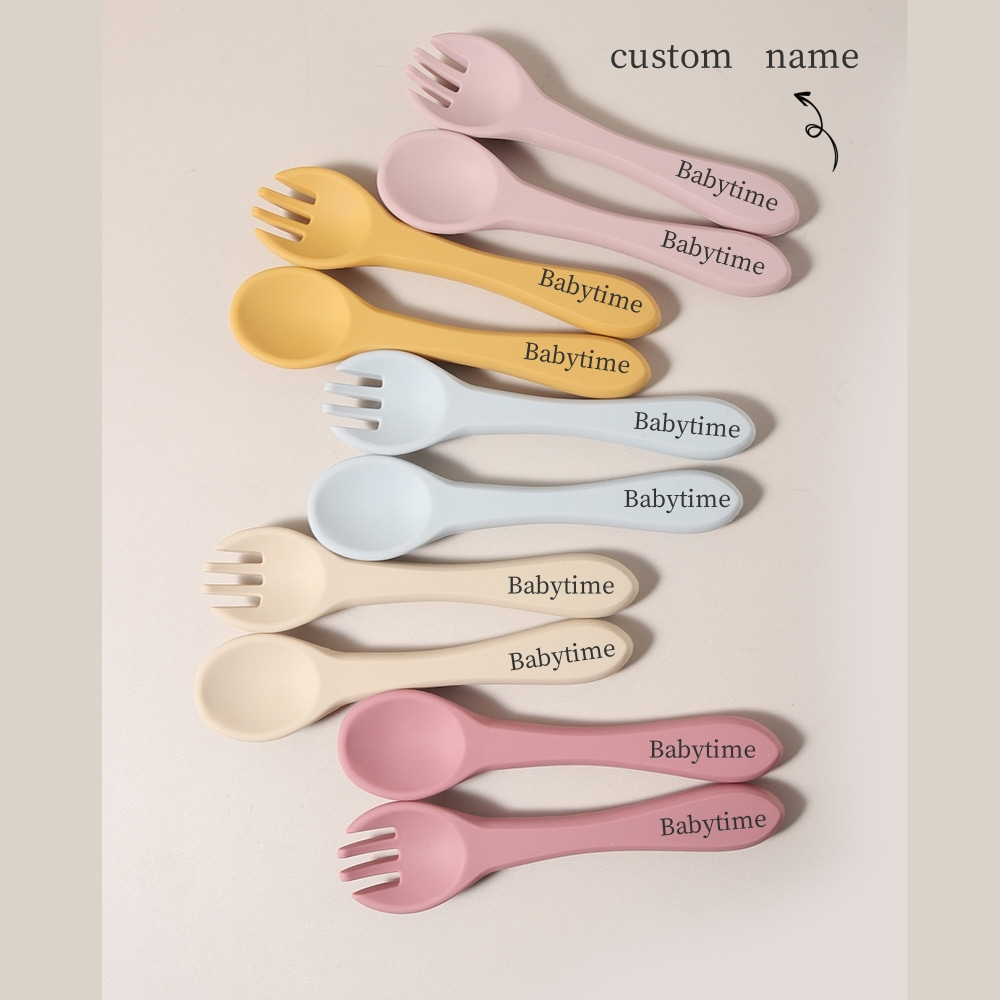 Baby Food Guide - Cuchara y Tenedor de Silicona Personalizados