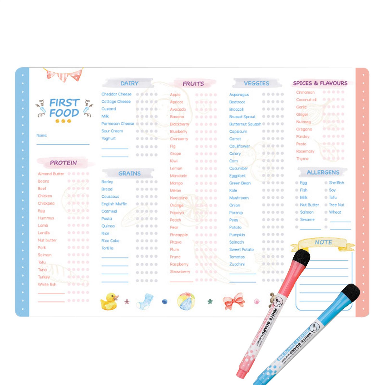 Baby Food Checklist - Tabla de Alimentos para Bebés Magnética,